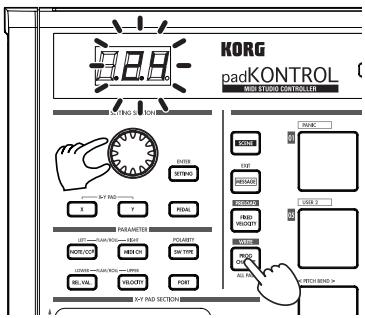 KORG PADKONTROL MIDI - Transmission d'un changement de programme - 1