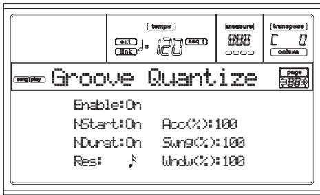KORG PA50 - Fenêtre GROOVE quantize - 1