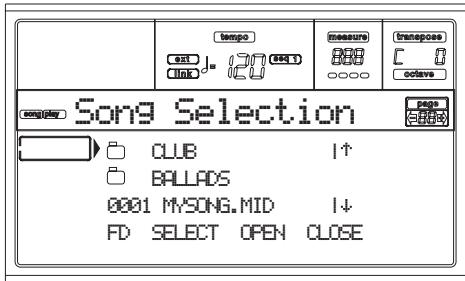 KORG PA50 - Sélectionnez un morceau (song). - 1