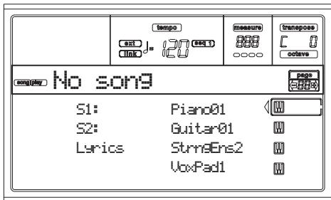 KORG PA50 - ③ Appuyez sur SONG PLAY pour afficher le mode SONG PLAY. - 1