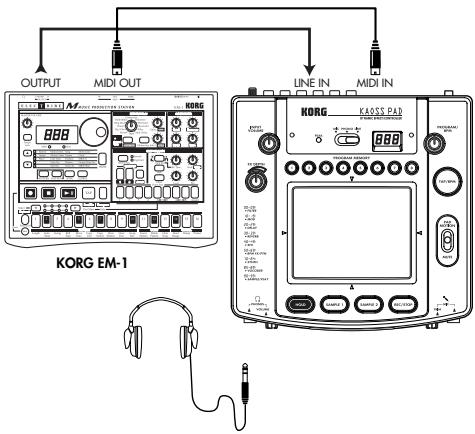 KORG KP2 - Connexions MIDI - 1