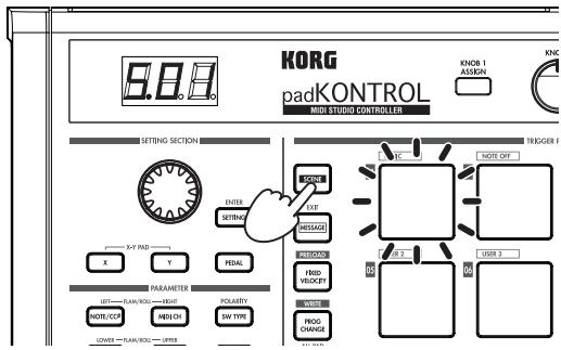 KORG PADKONTROL - Rappel d'une scène - 1
