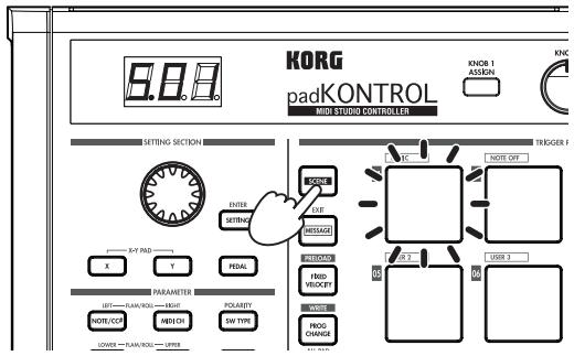 KORG PADKONTROL - Abrufen einer Szene - 1