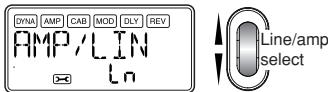 KORG PX5D - AMP/LIN: Amp/line select - 1
