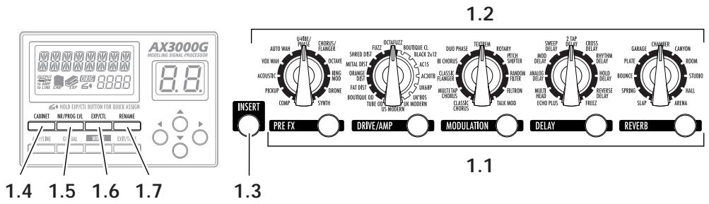 KORG AX 3000 G - PANNEAU DE RÉGLAGE DES EFFETS - 1