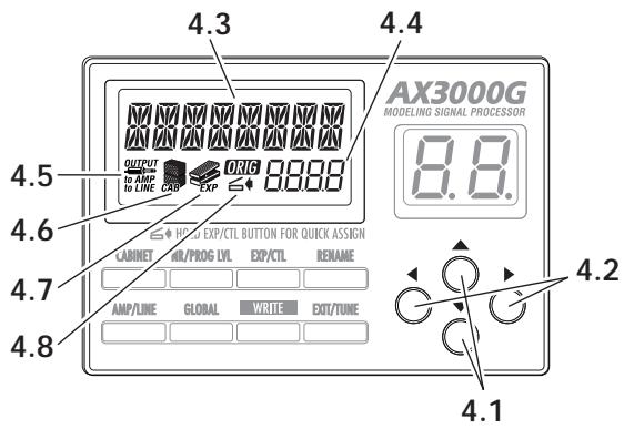 KORG AX 3000 G - PANNEAU D'AFFICHAGE ET TOUCHES FLECHÉES - 1