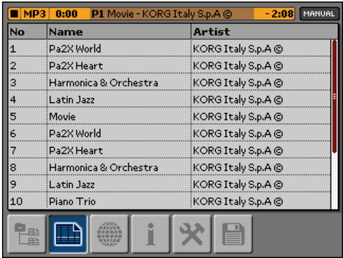 KORG MP10PRO - Affichage sous forme de liste - 1