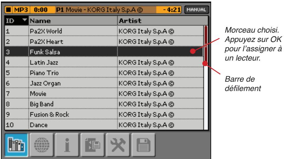 KORG MP10PRO - Affichage sous forme de liste - 1