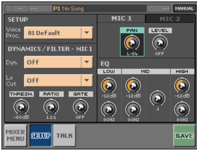 KORG MP10PRO - Régler la position stéréo des micros (MIC1/2) - 1
