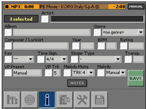 KORG MP10PRO - Modifier les informations d'un morceau - 3