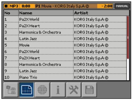 KORG MP10PRO - Exporter des morceaux d'une liste de lecture - 1