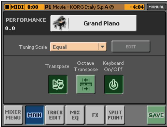 KORG MP10PRO - Sélectionner une performance dans le menu - 1