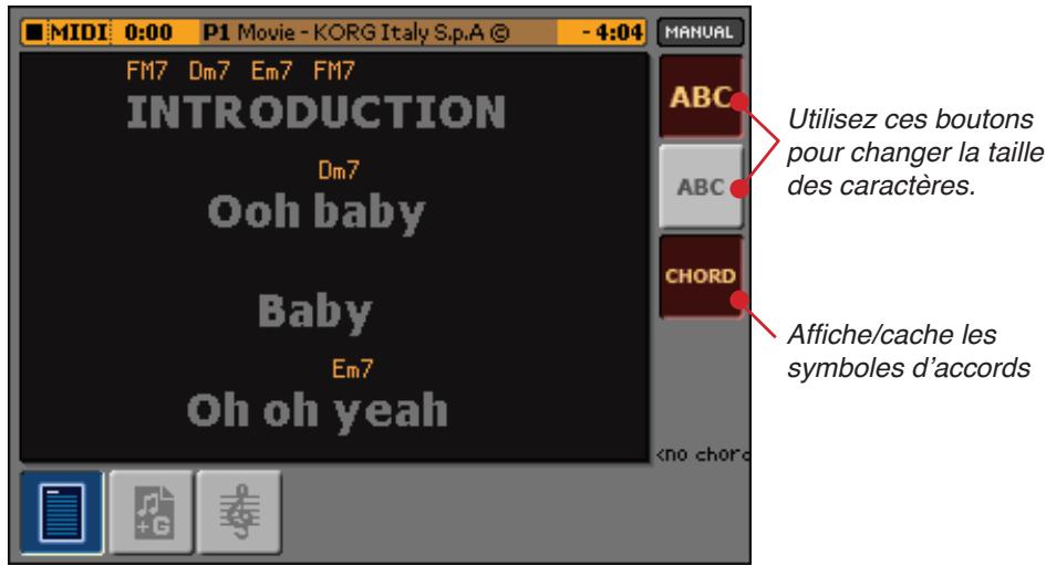 KORG MP10PRO - Afficher les paroles et les accords - 1