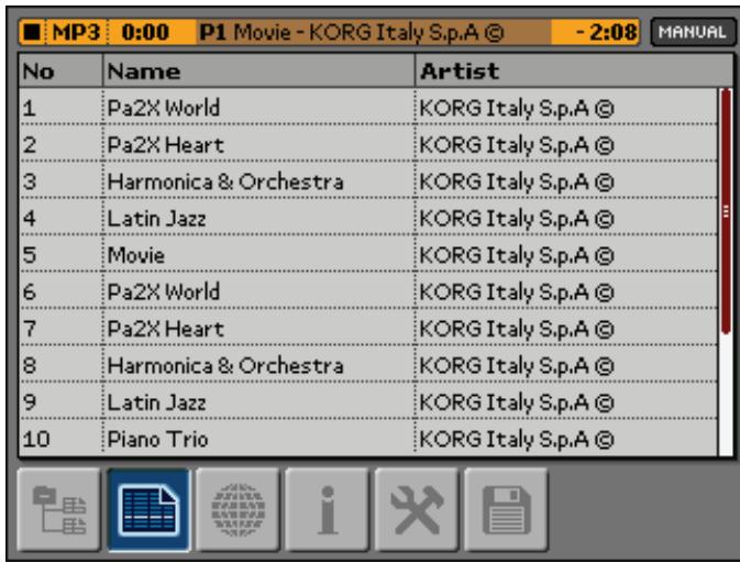 KORG MP10PRO - Changer l'ordre des morceaux d'une liste de lecture - 1