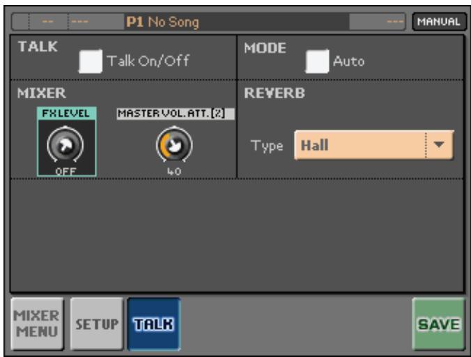 KORG MP10PRO - Régler les paramètres de la fonction 'talk - 1