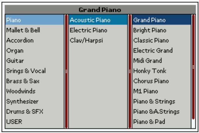 KORG MP10PRO - Sélectionner une performance à la page principale - 1