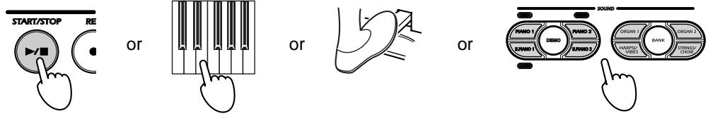 KORG NC300 - To start recording, do any of the following: press START/STOP, hit any key, or step on any pedal. Recording will also start if you press the appropriate SOUND buttons to select another sound. - 1