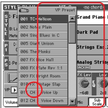 KORG PA2XPRO - Menu à sous-menus - 1