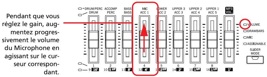 KORG PA2XPRO - Chantez avec le microphone, réglez le gain d'entrée et le volume du microphone jusqu'à parfaire les réglages corrects. - 2