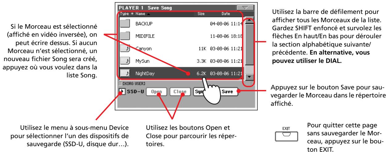 KORG PA2XPRO - Sélectionnez la commande save song pour afficher la fenêtre save song. - 4