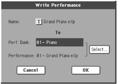 KORG PA2XPRO - Boîte de dialogue write performance - 1