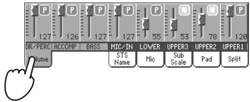KORG PA2XPRO - Appuyez sur l'onglet volume pour sélectionner la case volume. - 1