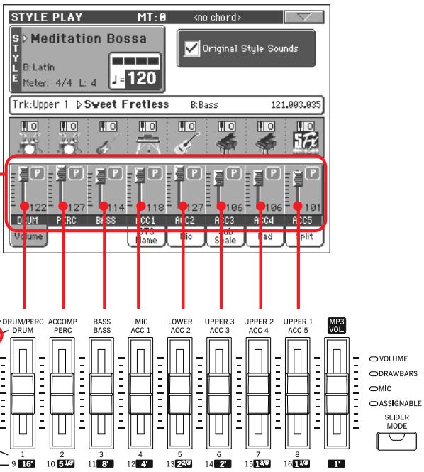 KORG PA2XPRO - Pour régler séparément chaque piste de style, appuyez sur le bouton TRK. SEL. (TRACK SELECT) pour changer l'affichage des pistes. - 3