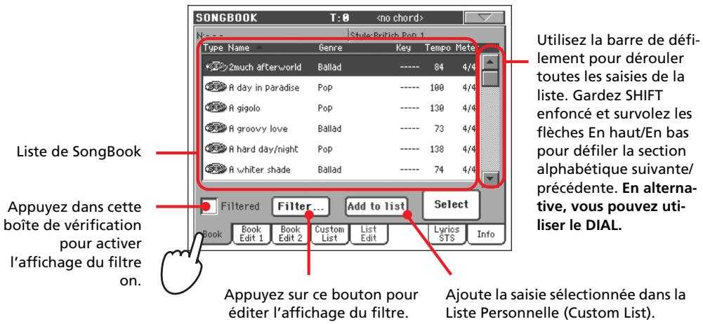 KORG PA2XPRO - Sélectionnez la liste personnelle (custom list) que vous pouvez modifier. - 1
