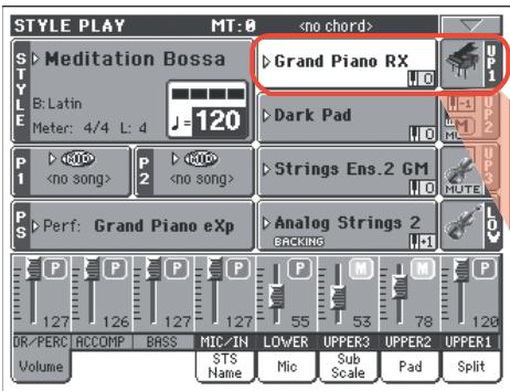 KORG PA2XPRO - Vérifiez que la piste upper 1 est sélectionnée et qu'elle est en mode play. - 1