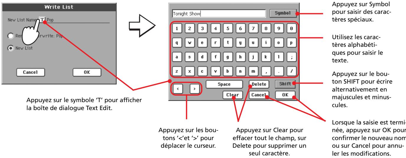 KORG PA2XPRO - Lorsque vous avez terminé d'ajouter des saisies dans la list personnelle, appuyez sur l'onglet list edit pour afficher la page list edit et utiliser les diverses commandes d'édition de la liste. - 2