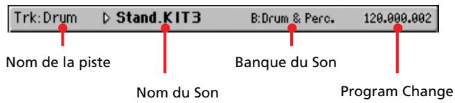 KORG PA2XPRO - Case d'infos de la piste sélectionnée - 1
