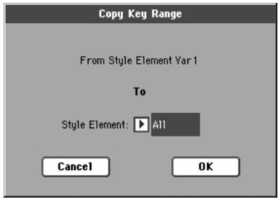 KORG PA2XPRO - Boîte de dialogue copy key range - 1