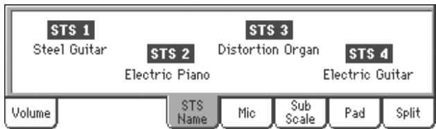 KORG PA2XPRO - Afficheur du nom du STS - 1
