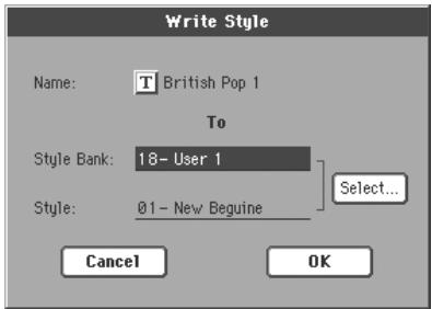 KORG PA2XPRO - Boîte de dialogue write style - 1