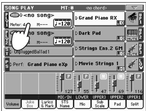 KORG PA2XPRO - Appuyez sur la case player 1 pour afficher la fenêtre song select. - 1