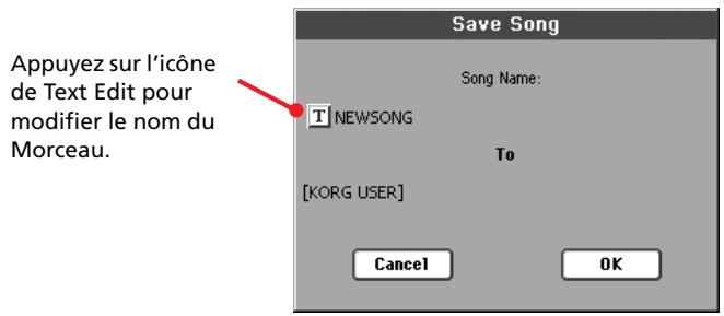 KORG PA2XPRO - Sélectionnez la commande save song pour afficher la fenêtre save song. - 5