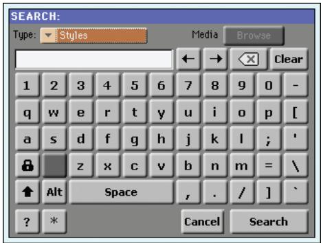 KORG PA3X - Utilisation de la fonction 'search - 1