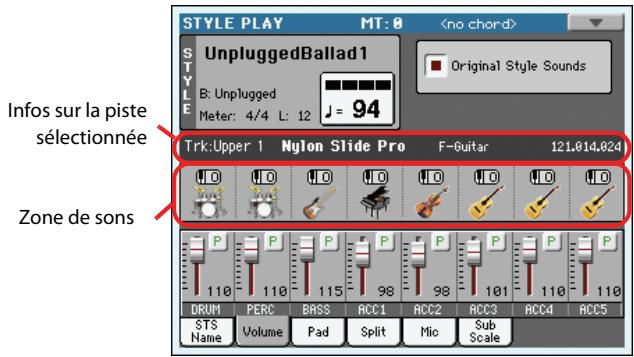 KORG PA3X - Page d'affichage des pistes de style - 1