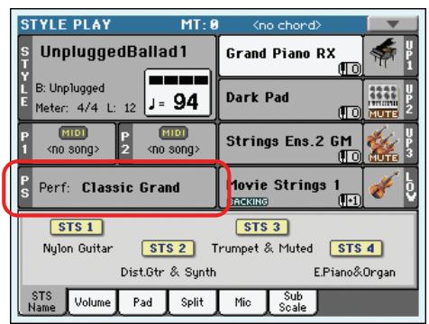KORG PA3X - Sélectionnez une des performances dans la fenêtre "performance select" puis appuyez sur le bouton EXIT pour fermer la fenêtre. - 3