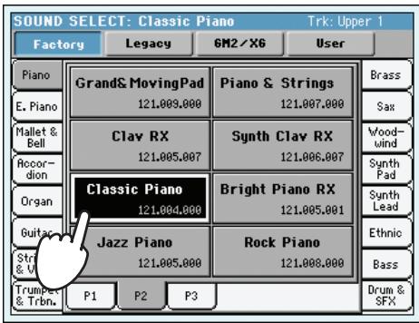 KORG PA3X - Sélectionnez un son dans la fenêtre "sound select" puis appuyez sur le bouton EXIT pour fermer la fenêtre. - 1