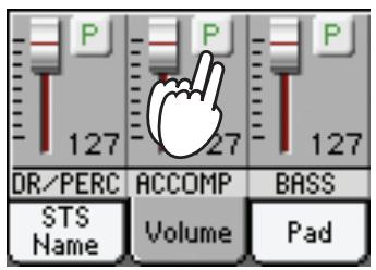 KORG PA3X - Affichez le cadre "volume" en touchant l'onglet [volume] - 3