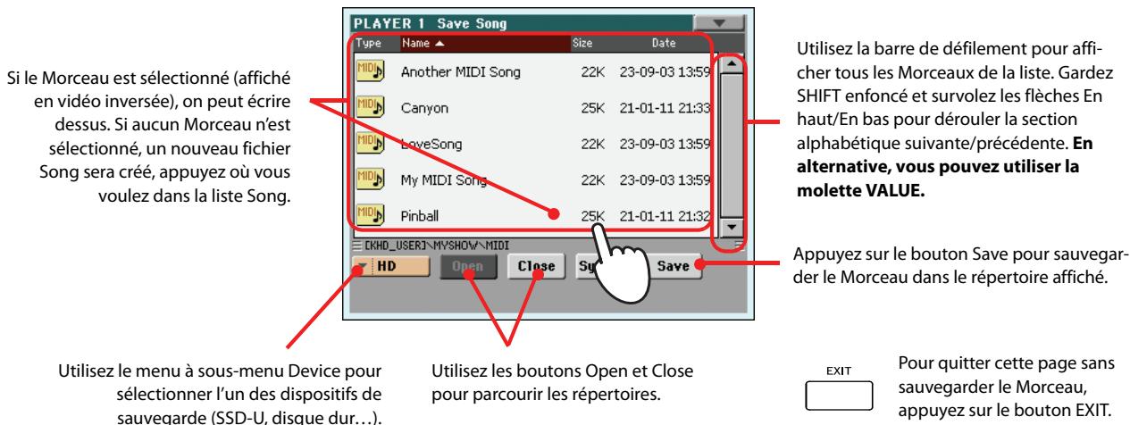 KORG PA3X - Sélectionnez la commande save song pour afficher la fenêtre save song. - 4