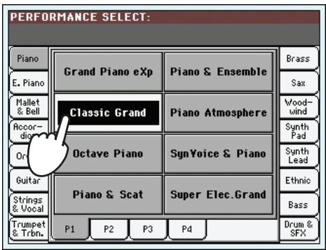KORG PA3X - Sélectionnez une des performances dans la fenêtre "performance select" puis appuyez sur le bouton EXIT pour fermer la fenêtre. - 1