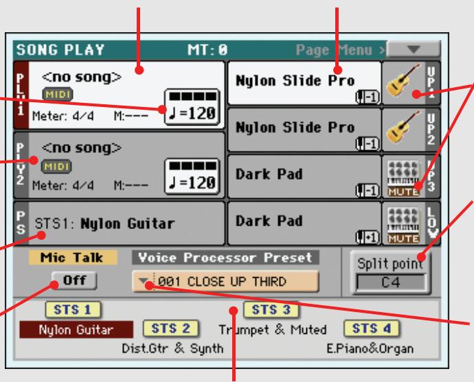 KORG PA3X - La page song play en détail - 1