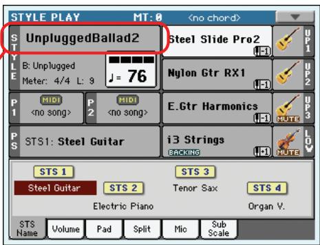 KORG PA3X - Sélectionnez un style dans la fenêtre "style select - 2