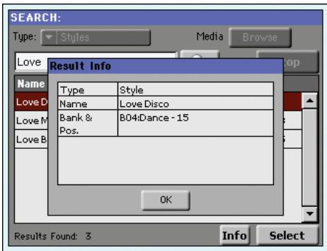 KORG PA3X - Utilisation de la fonction 'search - 7