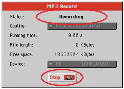 KORG PA3X - Utilisez le paramètre device pour choisir un emplacement ou stocker temporairement votre fichier MP3. - 1