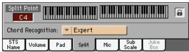 KORG PA3X - Afficheur 'split - 1