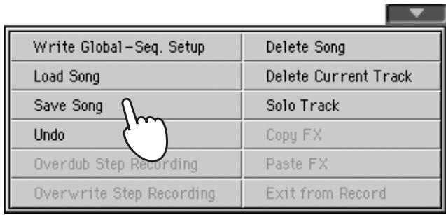 KORG PA3X - Sélectionnez la commande save song pour afficher la fenêtre save song. - 1