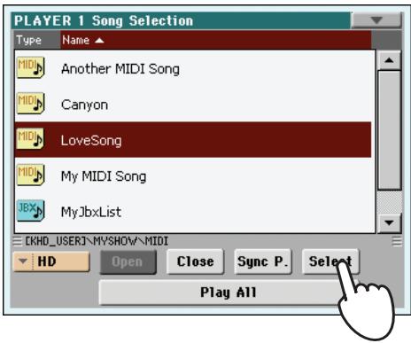 KORG PA3X - Lorsque le morceau est sélectionné, appuyez sur le bouton select pour confirmer la sélection et fermer la fenêtre "song select". - 1